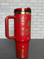 40oz Full Wrap Christmas Tumbler - Red/Gold &mdash; view 1