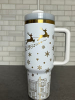 40oz Full Wrap Christmas Tumbler - White/Gold &mdash; view 3