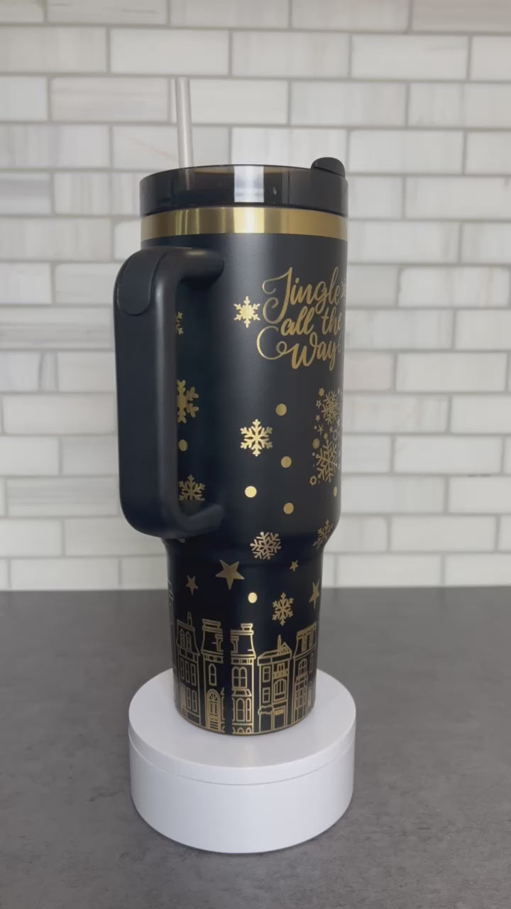 40oz Full Wrap Christmas Tumbler - Black/Gold (Copy) – Prime Laser