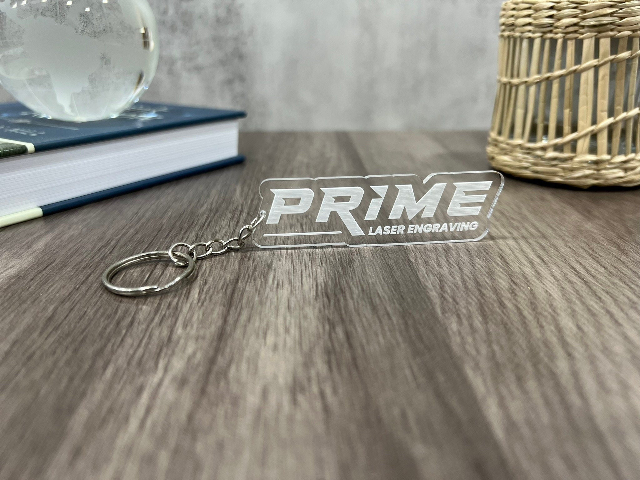 Custom Logo Keychains Clear Prime Laser Engraving